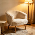 Mid-Century Cream Shearling Accent Chair