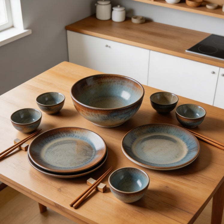 Handcrafted Stoneware Kiln Glaze Dinnerware Set