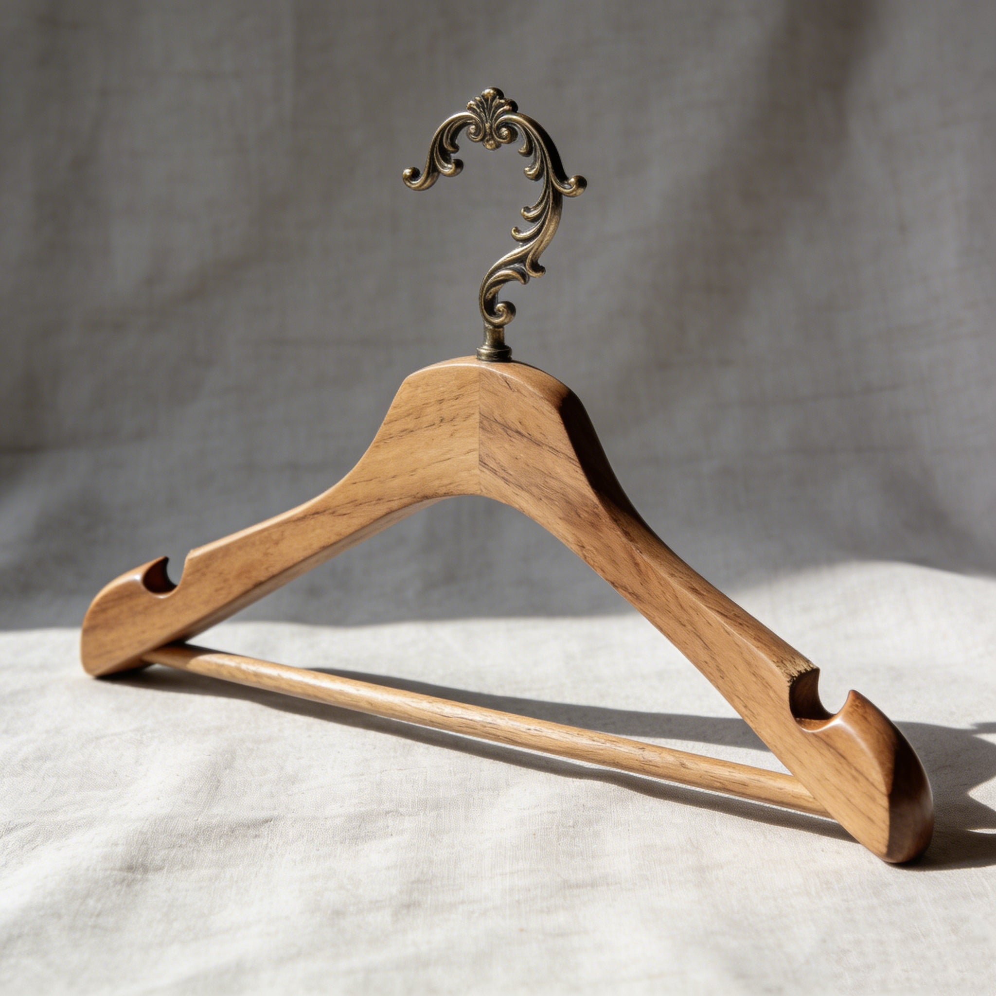 Natural Solid Wood Vintage Carved Hook Hanger