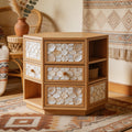 Boho Shell Inlaid Wood Storage Cabinet