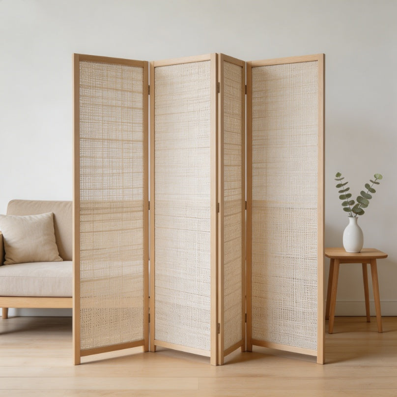 Linen Woven Room Divider Screen