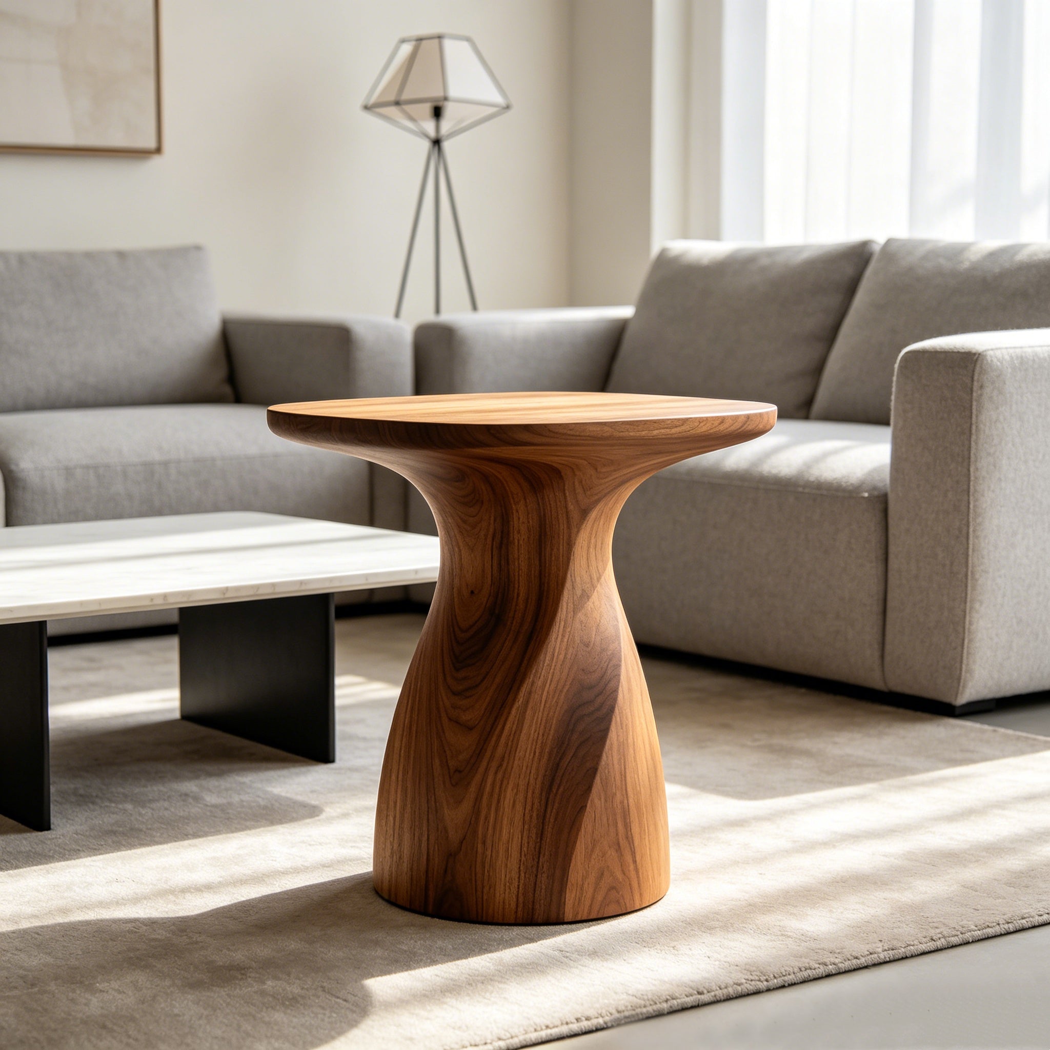 Nordic Art Irregular Solid Wood Nesting Side Tables
